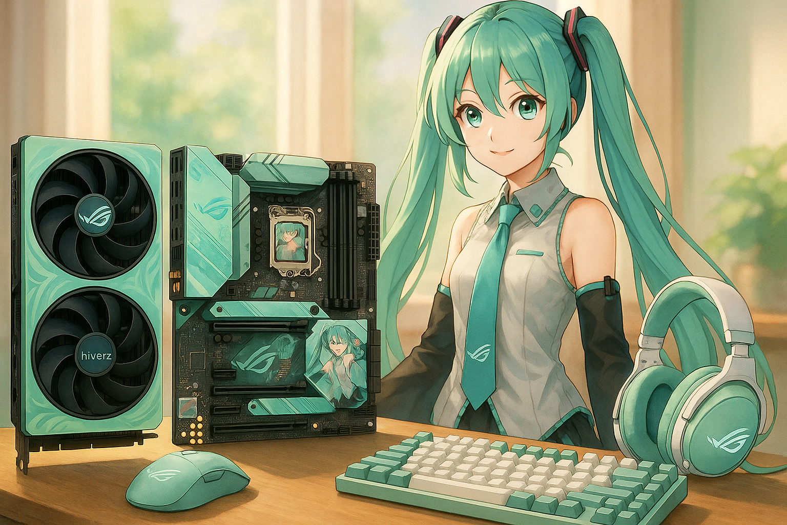 華碩攜手初音未來推出綠潮電競產品系列