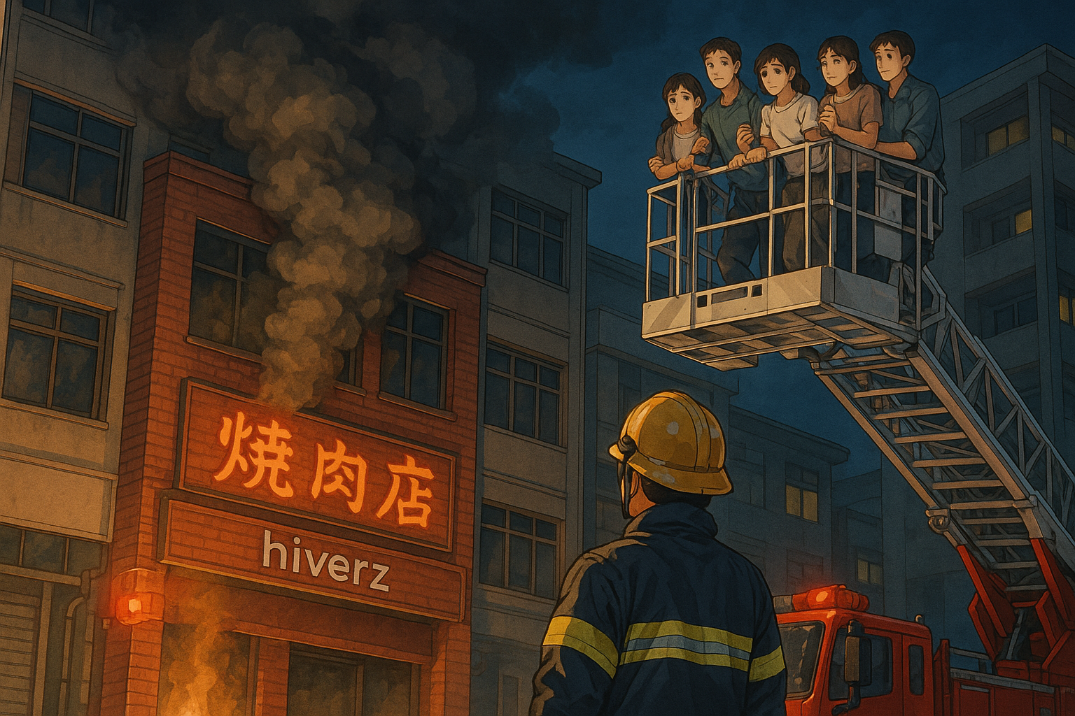新竹市舊城區燒烤店驚魂夜：濃煙逼出5住戶頂樓避難，消防雲梯車及時救援