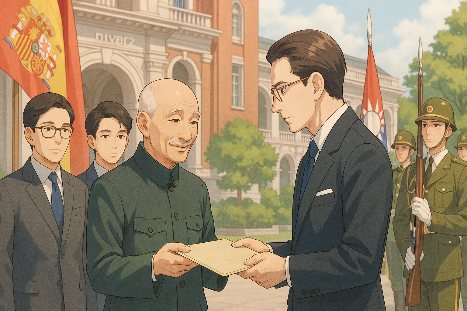 1954年西班牙新大使單佐律向蔣中正呈遞國書 外交禮儀彰顯國際關係