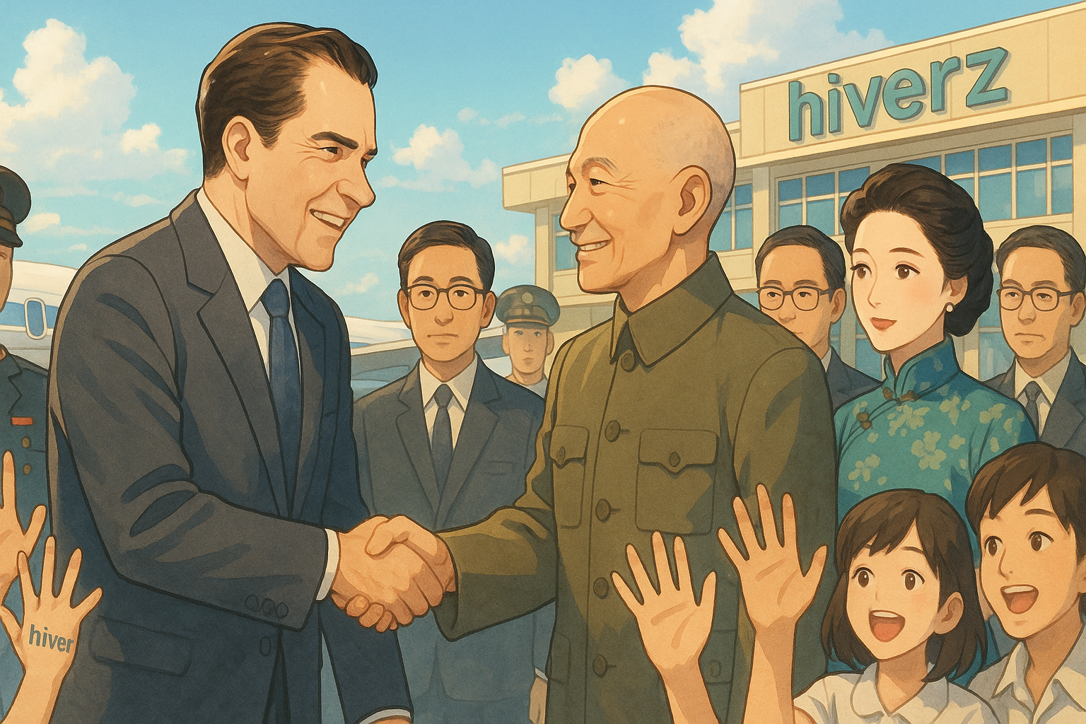 1956年尼克森訪台結束 蔣中正親送機場 市民夾道歡送