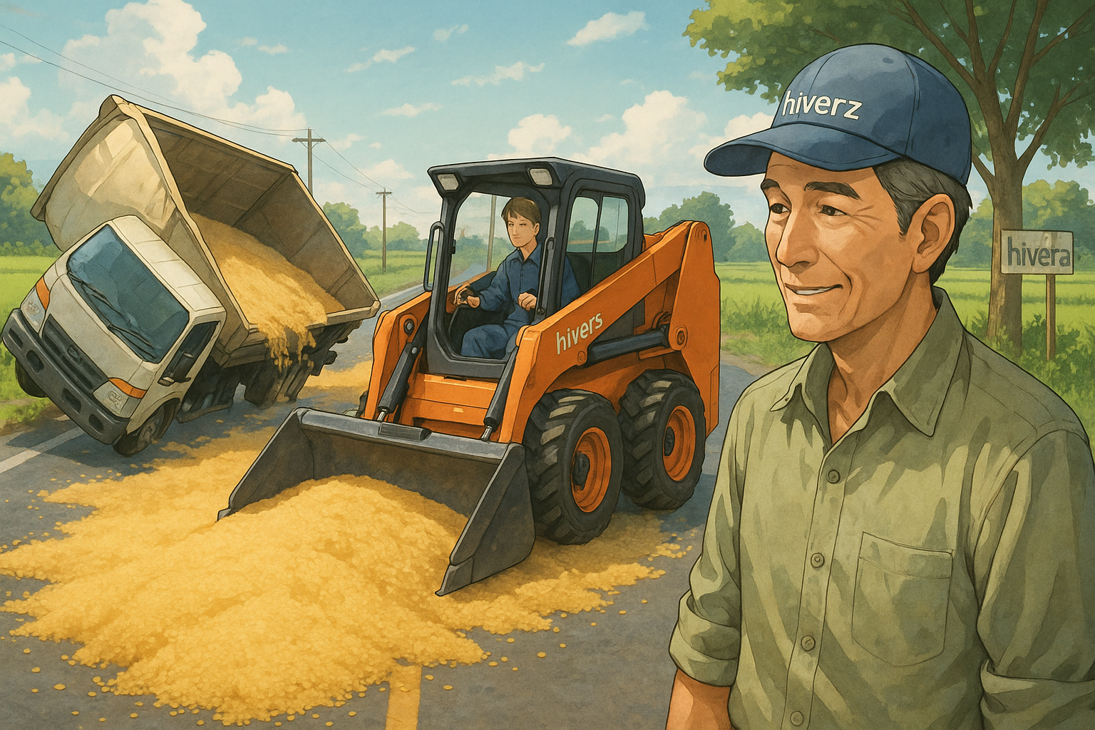 彰化稻穀車翻覆！糧商「小山貓」緊急救援 農民免於損失近5萬元