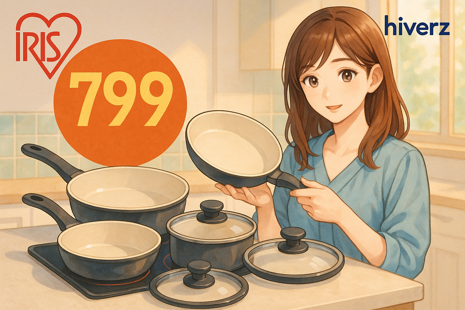 限時優惠！Iris露歐頓IH不沾鍋6件組僅799元，陶瓷塗層多功能料理必備