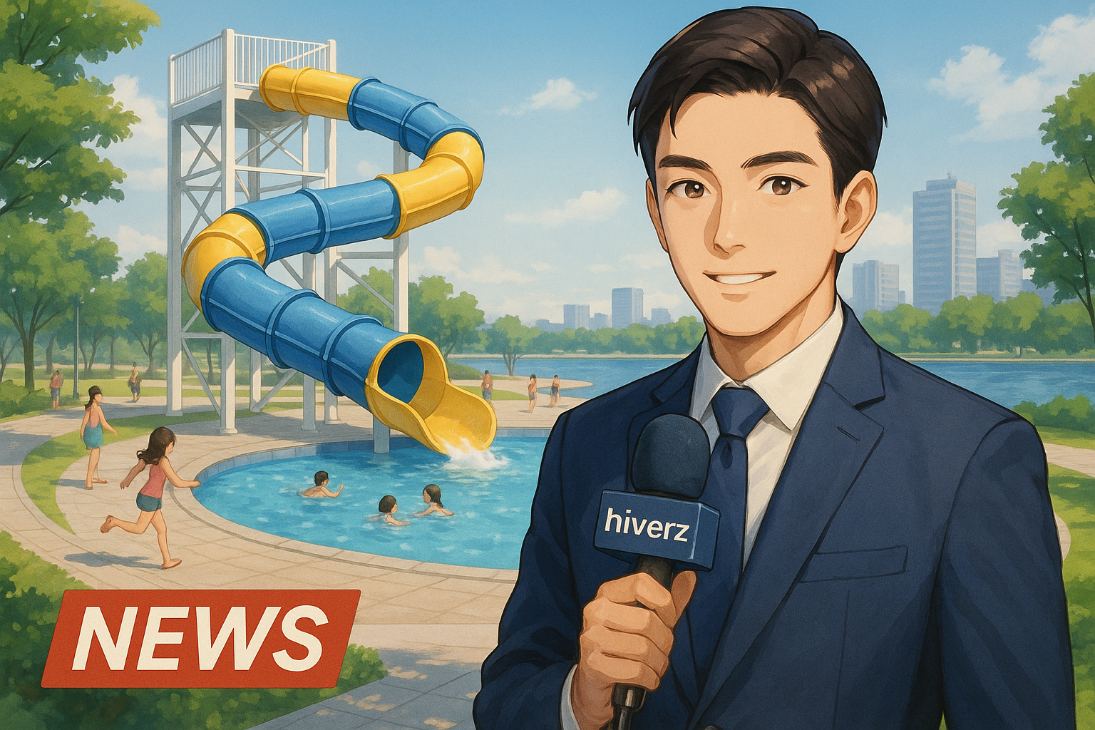 高雄新親水公園即將開幕 大型滑水道成熱點