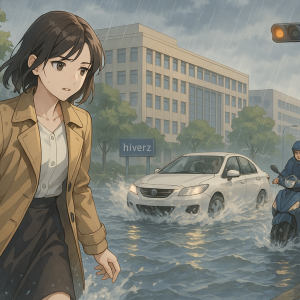 台中大雷雨引發嚴重淹水 市府旁文心路積水深達小腿肚